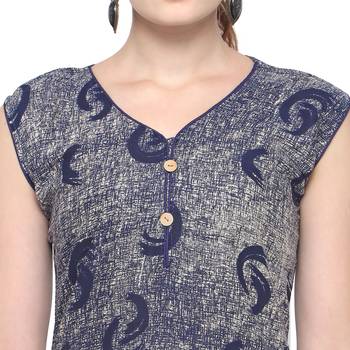 Blue printed rayon party wear kurtis 5