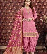 Pink embroidered uppada silk salwar