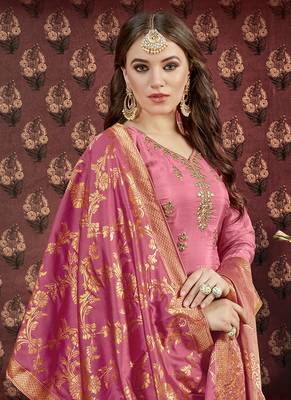 Pink embroidered uppada silk salwar 2