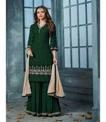 Green Embroidered Faux Georgette Semi Stiched Salwar With Dupatta