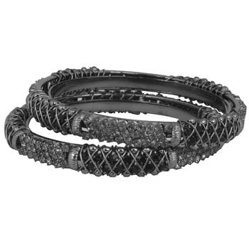 Alluring   Silver Oxisidied  Brass Bangles  For Woman & Girls 1
