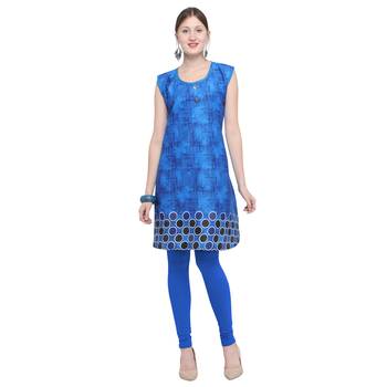 Blue printed rayon party wear kurtis 1