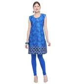 Blue printed rayon party wear kurtis