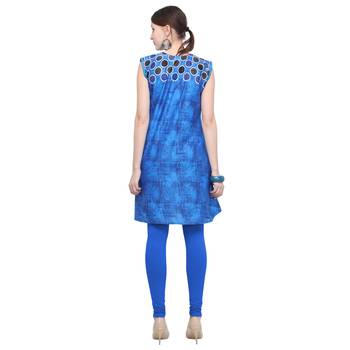 Blue printed rayon party wear kurtis 4