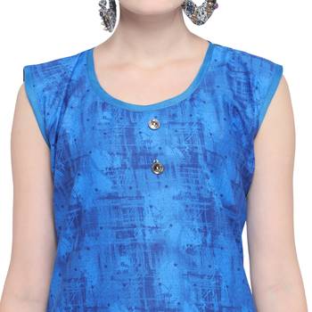Blue printed rayon party wear kurtis 5