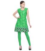 Green printed rayon party wear kurtis