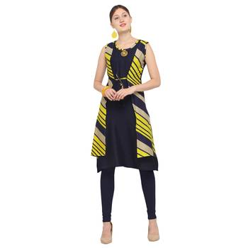 Blue printed rayon party wear kurtis 1