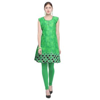 Green printed rayon party wear kurtis 2