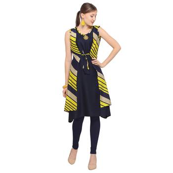 Blue printed rayon party wear kurtis 2