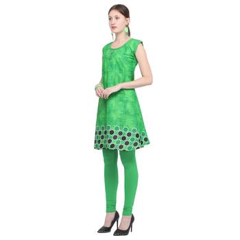 Green printed rayon party wear kurtis 3
