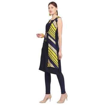 Blue printed rayon party wear kurtis 3
