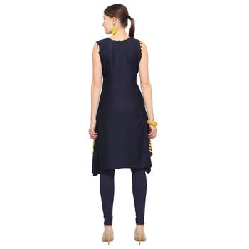 Blue printed rayon party wear kurtis 4