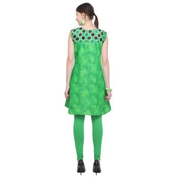 Green printed rayon party wear kurtis 4