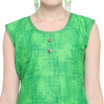 Green printed rayon party wear kurtis 5