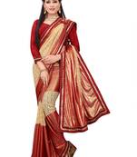 Beige  woven lycra saree with blouse