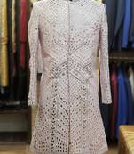 Pink embroidered raw silk sherwani