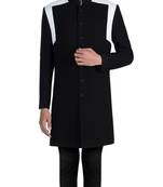 Black plain viscose rayon sherwani