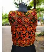 Dancing Navratri Humans Pattern Kutch Embroidered Foil Mirror Worked Long Koti