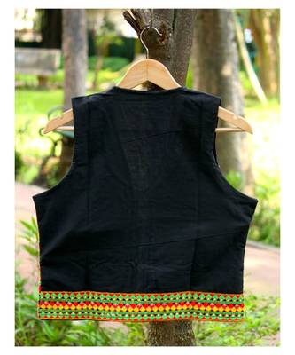 Multicolored Kutch Embroidered Long Koti  With Pompom Tassels 2