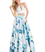 Multicolor Printed Satin Semi Stitched Lehenga