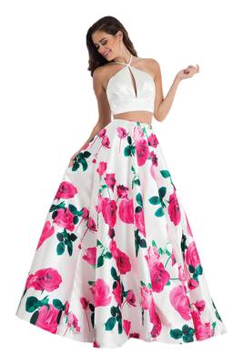 Multicolor Printed Satin Semi Stitched Lehenga 1
