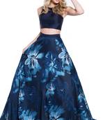 Multicolor Printed Satin Semi Stitched Lehenga