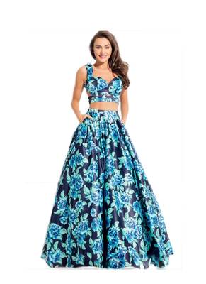 Multicolor Printed Satin Semi Stitched Lehenga 1