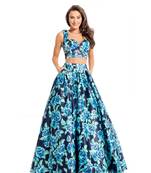 Multicolor Printed Satin Semi Stitched Lehenga