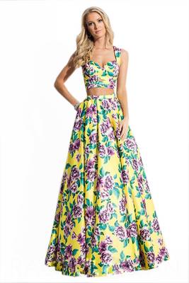 Multicolor Printed Satin Semi Stitched Lehenga 1