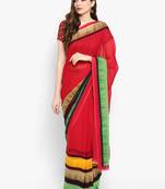 Blood red printed georgette saree with blouse