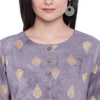 Grey printed rayon kurta with palazzo 5