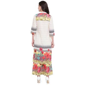 White printed cotton kurta with palazzo 2