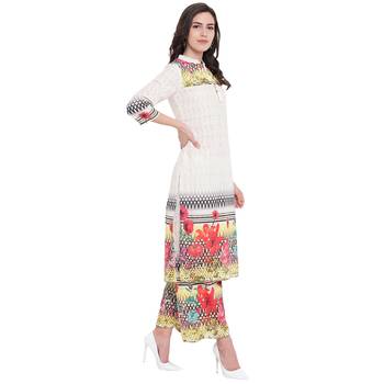 White printed cotton kurta with palazzo 4