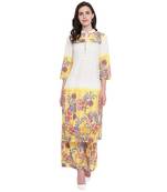 White printed cotton kurta with palazzo
