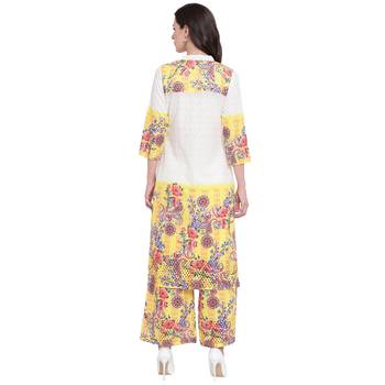 White printed cotton kurta with palazzo 2