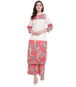 White printed cotton kurta with palazzo