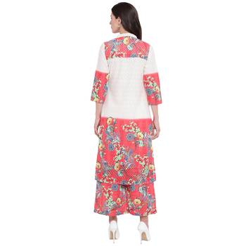 White printed cotton kurta with palazzo 2