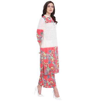 White printed cotton kurta with palazzo 4