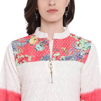 White printed cotton kurta with palazzo 5