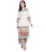 White printed cotton kurta with palazzo