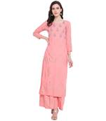 Pink printed rayon kurta with palazzo