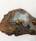 Gold Tortoise Designer Wooden Beads Multicolor Thread Rakhi For Brother