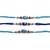 Set Of 3 Navy Blue Evil Eye Red Stone Silver Beads Thread Rakhi For Brother