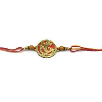 Gold Plated Ganesh Ji Designer Beads Multicolor Thread Rakhi For Brother 1
