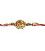 Gold Plated Ganesh Ji Designer Beads Multicolor Thread Rakhi For Brother