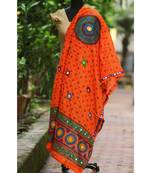 Orange Coloured Bandhani Pattern With Foil Mirror Worked Designer Dupatta