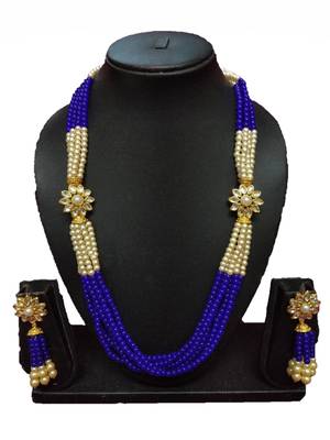 Blue Gold Plated Polish Designer Ethnic Traditional Contemproray Necklace 1