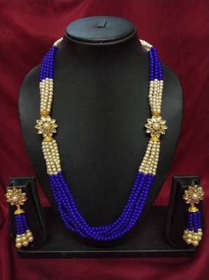 Blue Gold Plated Polish Designer Ethnic Traditional Contemproray Necklace 2