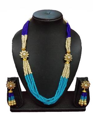 Blue Firozi Gold Plated Polish Designer Ethnic Traditional Contemproray Necklace 1