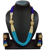 Blue Firozi Gold Plated Polish Designer Ethnic Traditional Contemproray Necklace
